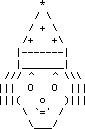 ASCII art; depicts a clown's head