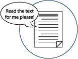 an image of a monitor with the text: read the text to me please