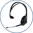 an image of a earphone and microphone headset